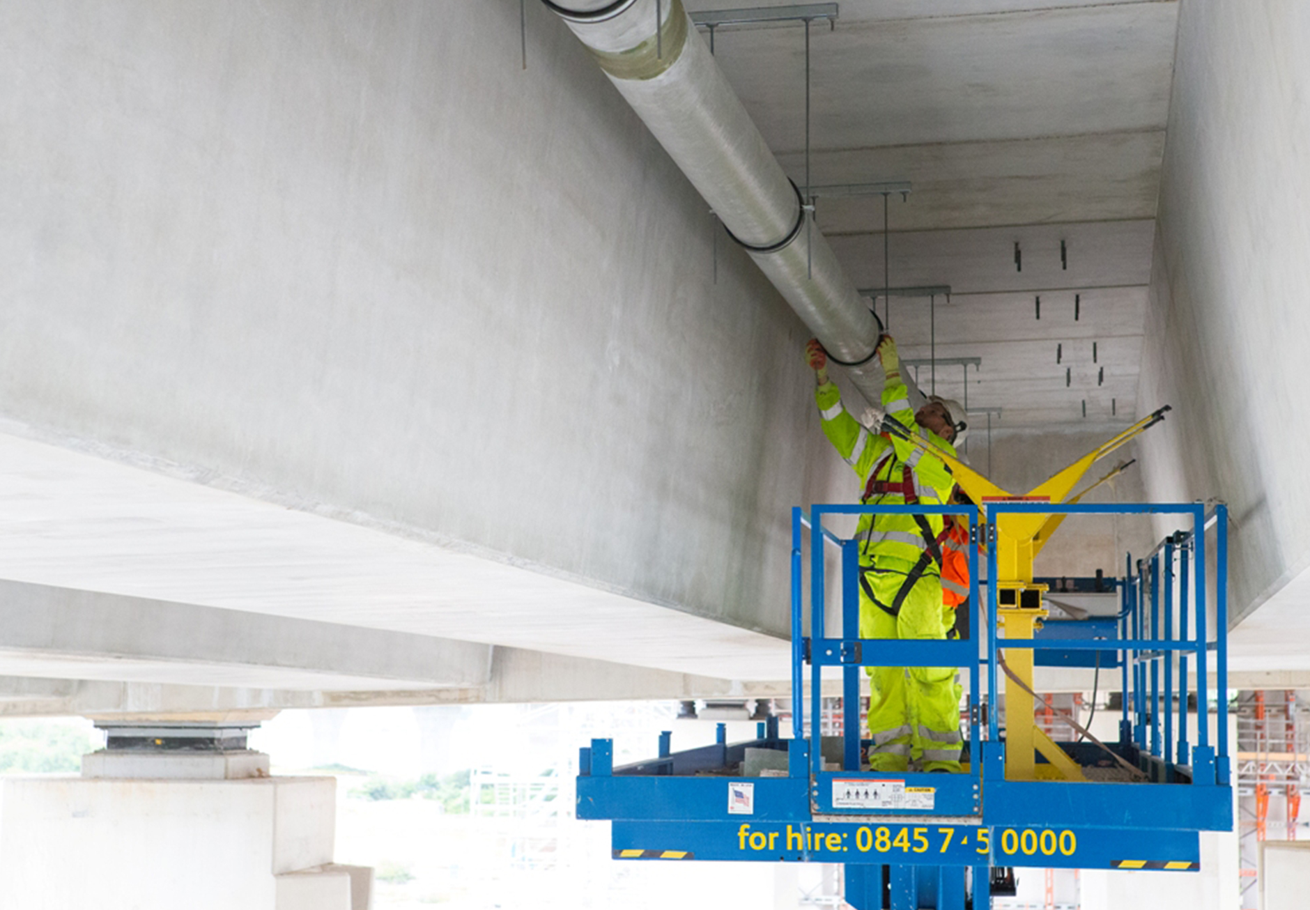 Boom lift at Mersey Gateway project